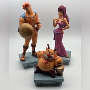 Vintage Disney 1997 Hercules Ceramic Figurine Set of 3 Hercules, Meg, & Phil